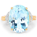 14K Yellow Gold Plated 11.32 Carat Genuine Blue Topaz and White Topaz .925 Sterling Silver Ring-8
