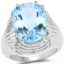 12.10 Carat Genuine Blue Topaz .925 Sterling Silver Ring-4