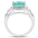 4.09 Carat Genuine Emerald and White Topaz .925 Sterling Silver Ring-5