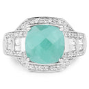 4.09 Carat Genuine Emerald and White Topaz .925 Sterling Silver Ring-6