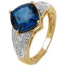 18K Yellow Gold Plated 3.83 Carat Genuine London Blue Topaz & White Topaz .925 Sterling Silver Ring-5