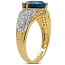 18K Yellow Gold Plated 3.83 Carat Genuine London Blue Topaz & White Topaz .925 Sterling Silver Ring-6