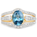 14K Yellow Gold Plated 2.30 Carat Genuine London Blue Topaz and White Topaz .925 Sterling Silver Ring-8