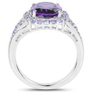 5.90 Carat Genuine Amethyst and Tanzanite .925 Sterling Silver Ring-6