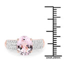 14K Rose Gold Plated 3.27 Carat Genuine Kunzite Oval and White Zircon .925 Sterling Silver Ring Ring-7