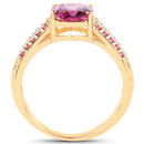 14K Yellow Gold Plated 3.32 Carat Genuine Rhodolite and White Topaz .925 Sterling Silver Ring-6