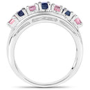 1.40 Carat Genuine Pink Sapphire and Blue Sapphire .925 Sterling Silver Ring-5