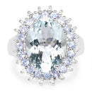 5.30 Carat Genuine Aquamarine, Tanzanite & White Topaz .925 Sterling Silver Ring-6