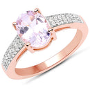 14K Rose Gold Plated 2.91 Carat Genuine Kunzite and White Zircon .925 Sterling Silver Ring-4