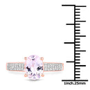 14K Rose Gold Plated 2.91 Carat Genuine Kunzite and White Zircon .925 Sterling Silver Ring-5