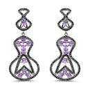 5.30 Carat Genuine Amethyst and Black Spinel .925 Sterling Silver Earrings-4