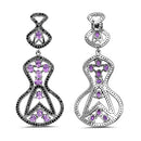 5.30 Carat Genuine Amethyst and Black Spinel .925 Sterling Silver Earrings-5
