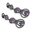 5.30 Carat Genuine Amethyst and Black Spinel .925 Sterling Silver Earrings-6
