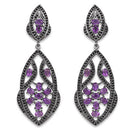 5.74 Carat Genuine Amethyst and Black Spinel .925 Sterling Silver Earrings-4