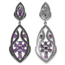 5.74 Carat Genuine Amethyst and Black Spinel .925 Sterling Silver Earrings-5