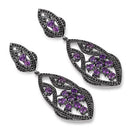 5.74 Carat Genuine Amethyst and Black Spinel .925 Sterling Silver Earrings-6