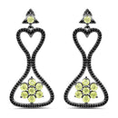 6.93 Carat Genuine Peridot and Black Spinel .925 Sterling Silver Earrings-4