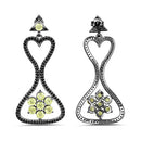 6.93 Carat Genuine Peridot and Black Spinel .925 Sterling Silver Earrings-5