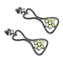 6.93 Carat Genuine Peridot and Black Spinel .925 Sterling Silver Earrings-6