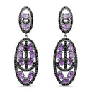 12.45 Carat Genuine Amethyst and Black Spinel .925 Sterling Silver Earrings-4