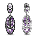 12.45 Carat Genuine Amethyst and Black Spinel .925 Sterling Silver Earrings-5