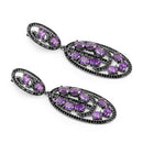 12.45 Carat Genuine Amethyst and Black Spinel .925 Sterling Silver Earrings-6