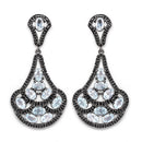 12.19 Carat Genuine Blue Topaz and Black Spinel .925 Sterling Silver Earrings-4