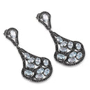 12.19 Carat Genuine Blue Topaz and Black Spinel .925 Sterling Silver Earrings-6
