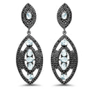 8.80 Carat Genuine Blue Topaz and Black Spinel .925 Sterling Silver Earrings-4