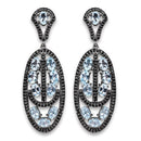 13.80 Carat Genuine Blue Topaz and Black Spinel .925 Sterling Silver Earrings-5