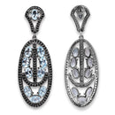 13.80 Carat Genuine Blue Topaz and Black Spinel .925 Sterling Silver Earrings-6