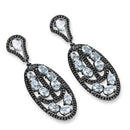 13.80 Carat Genuine Blue Topaz and Black Spinel .925 Sterling Silver Earrings-7