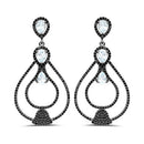 8.81 Carat Genuine Blue Topaz and Black Spinel .925 Sterling Silver Earrings-4