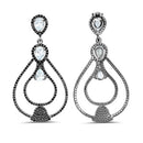 8.81 Carat Genuine Blue Topaz and Black Spinel .925 Sterling Silver Earrings-5