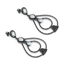 8.81 Carat Genuine Blue Topaz and Black Spinel .925 Sterling Silver Earrings-6