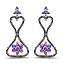 6.31 Carat Genuine Amethyst & Black Spinel .925 Sterling Silver Earrings-6
