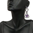 6.31 Carat Genuine Amethyst & Black Spinel .925 Sterling Silver Earrings-9