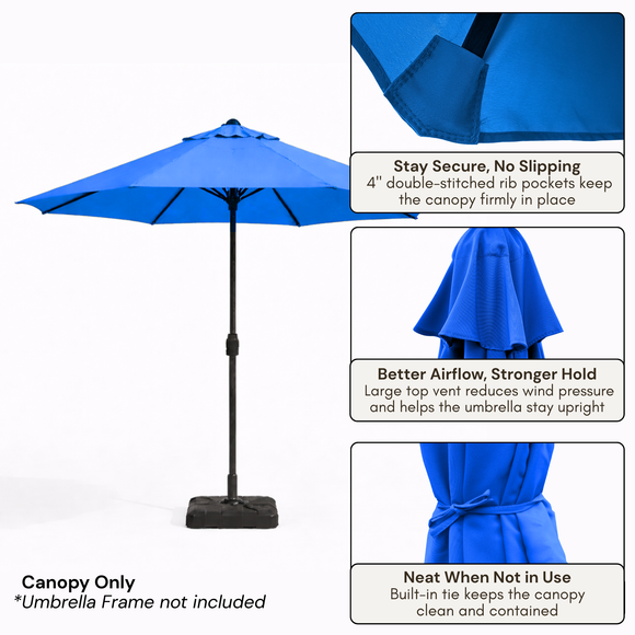 9ft Market Patio Umbrella 8 Rib Replacement Canopy Royal Blue