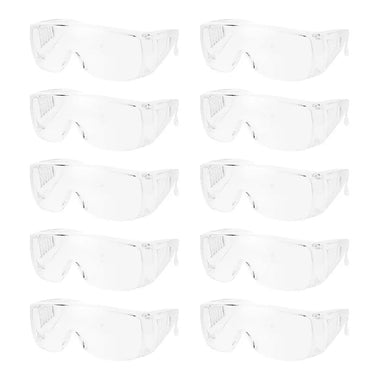 10PC Safety Goggles Glasses Lab Work Eye Protective Eyewear Clear Lens - 0