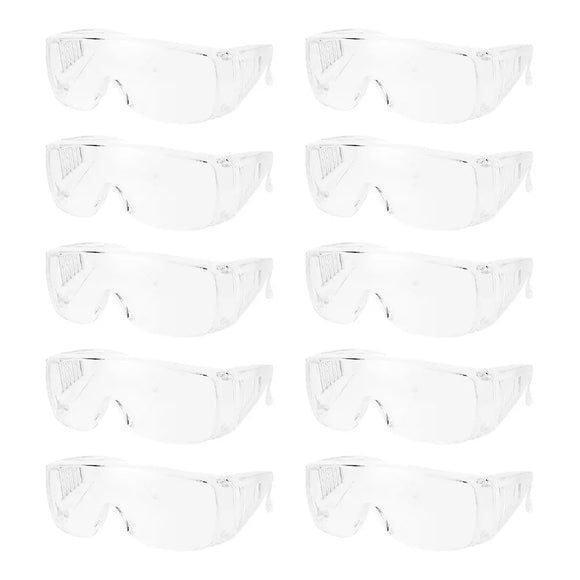 10PC Safety Goggles Glasses Lab Work Eye Protective Eyewear Clear Lens