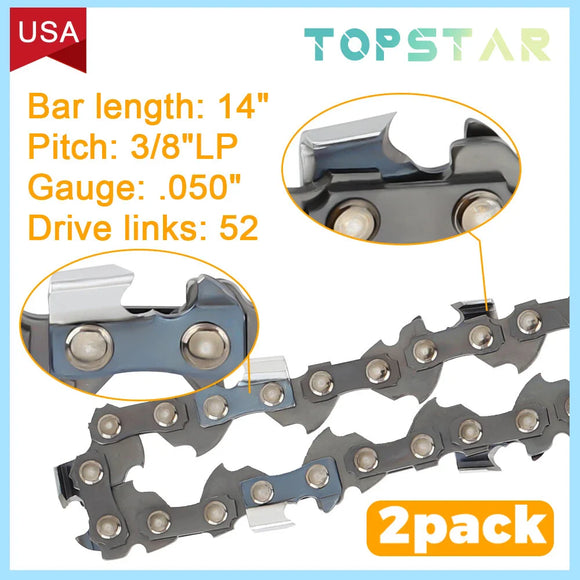 2Pack 14" Chainsaw Chain For Echo CS-310 CS-352 CS-341 CS-370 3/8" LP .050 52 DL