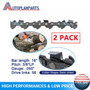 2pcs 16-Inch Chainsaw Chain 3/8" LP .050" Gauge 56DL Fits Greenworks/Echo/Makita-1