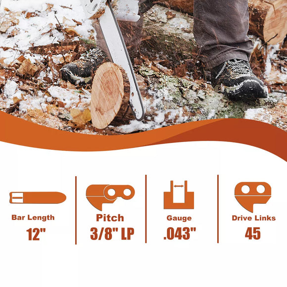 12" chainsaw chain For Dewalt DCCS620 Cordless 90PX045G 3/8 LP gauge 45DL .043