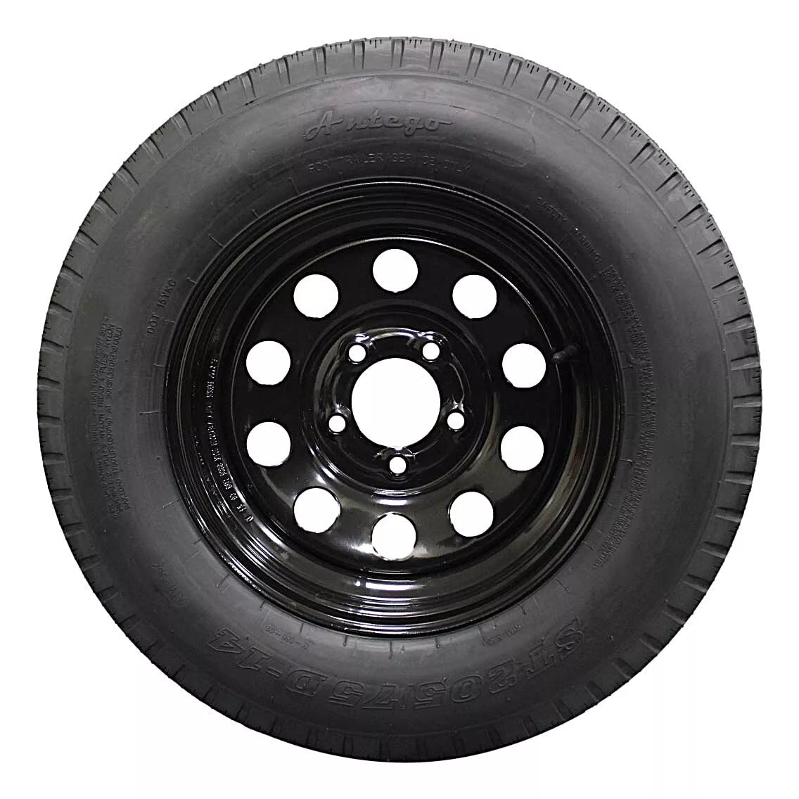 (Single Assembly) Antego Tire and Wheel 205/75D14 Highway Terrain Trailer Tire & Wheel – 14.0-Inch Pre-Mounted Rim, 6-Ply-Ply Build, Perfect for Utility & Cargo Use | A140554010096206ST20575D14