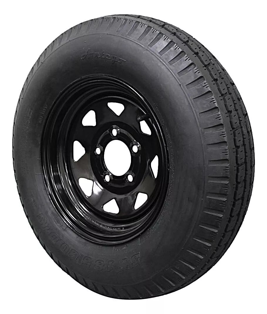 (Set of 2) Antego Tire and Wheel 185/80D13 Highway Terrain Trailer Tire & Wheel – 13.0-Inch Pre-Mounted Rim, 8-Ply-Ply Build, Perfect for Utility & Cargo Use | A130454510096206ST18580D13-B2