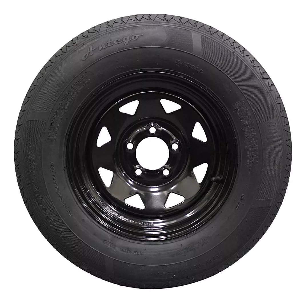 (Single Assembly) Antego Tire and Wheel 205/75R14 Highway Terrain Trailer Tire & Wheel – 14.0-Inch Pre-Mounted Rim, 8-Ply-Ply Build, Perfect for Utility & Cargo Use | A140554010096108ST20575R14