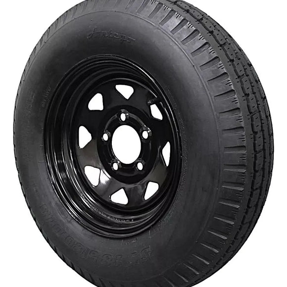 (Set of 4) Antego Tire and Wheel 185/80D13 Highway Terrain Trailer Tire & Wheel – 13.0-Inch Pre-Mounted Rim, 8-Ply-Ply Build, Perfect for Utility & Cargo Use | A130454510096206ST18580D13-B4