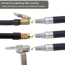 Lightning S2X Tire Inflator Hose Extension Self-Locking Nozzle | Patented Air Hose Adapter for Tire Pumps (Open Flow)-3