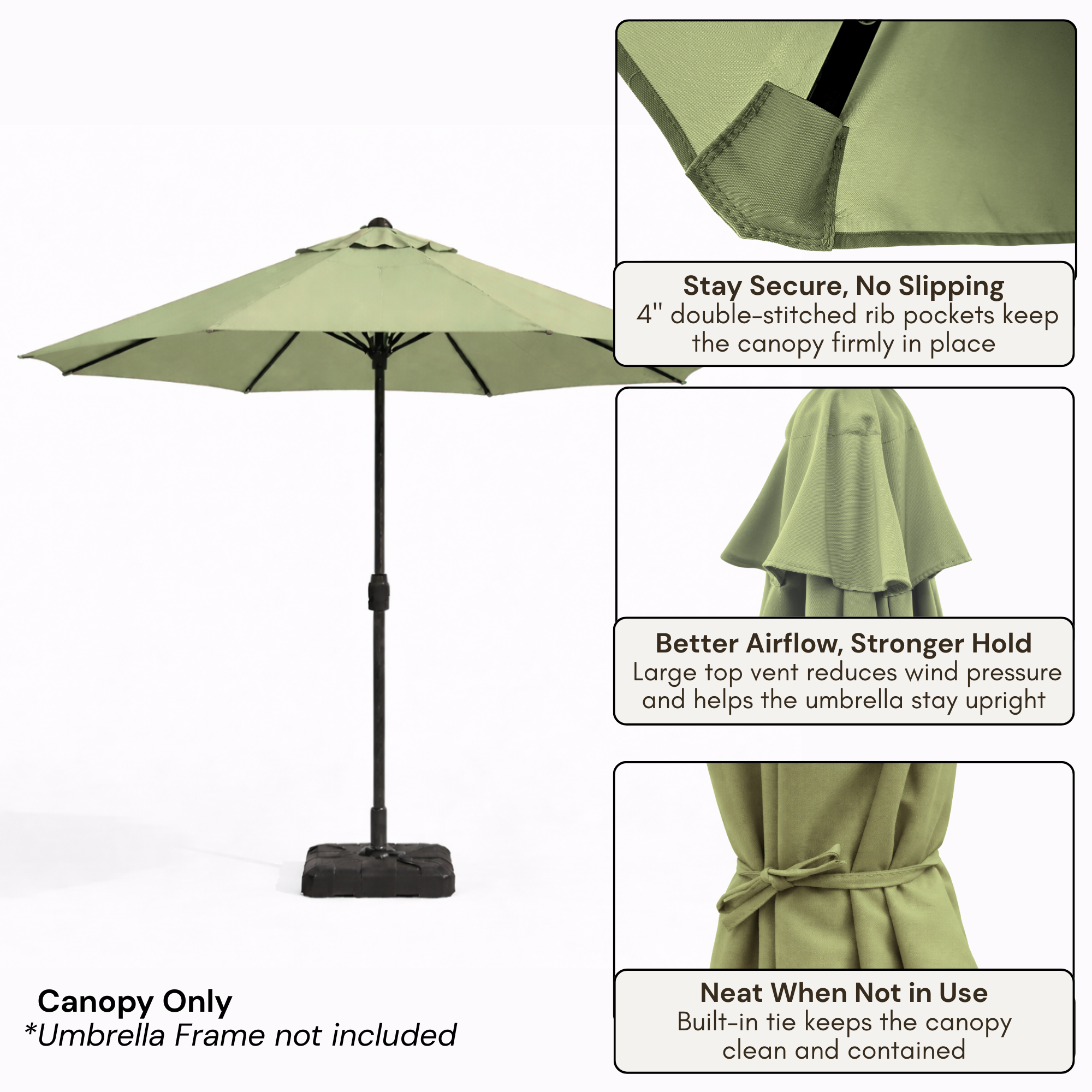 8 foot patio umbrella frame 9ft Market Patio Umbrella 8 Rib Replacement Canopy Seafoam Green