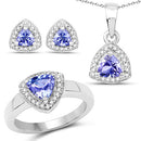 3.22 Carat Genuine Tanzanite & White Topaz .925 Sterling Silver Ring-5